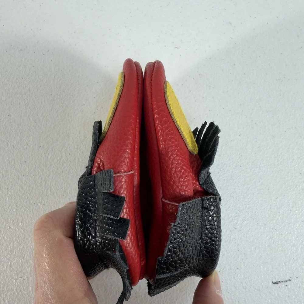 Mickey Like Moccasins Black with Yellow‎ & Red Baby Moccasins Leather Shoes